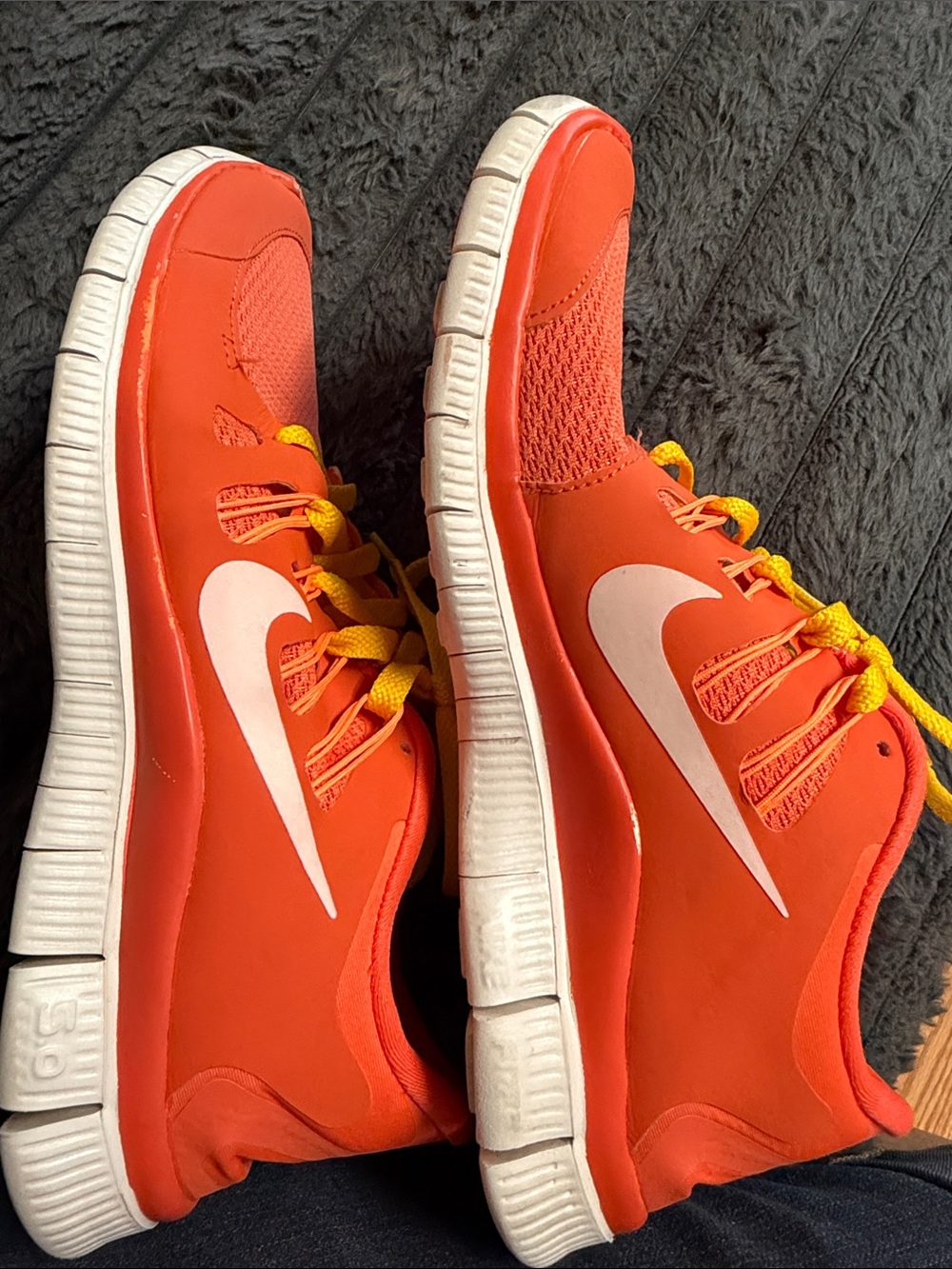 Nike Orange Running Shoes with Yellow Laces - Picture 11 of 12